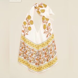 J. Crew open back halter top in sunset rose block print